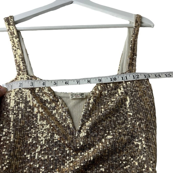 Free People Lingerie Intimately cheeky Bodysuit Sparks Fly Gold Sequin SZ XS/S - Picture 6 of 7
